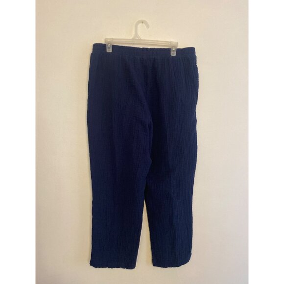 Kim Rogers Women's Navy Blue 100% Cotton Gauze Pants W/ Elastic Waist Size L - Picture 3 of 5